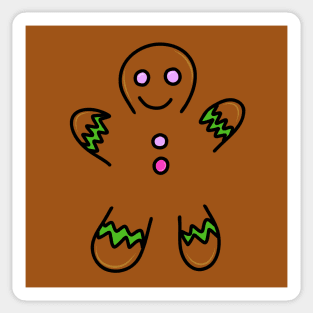 Cute Gingerbread Man Cartoon Doodle, made by EndlessEmporium Sticker